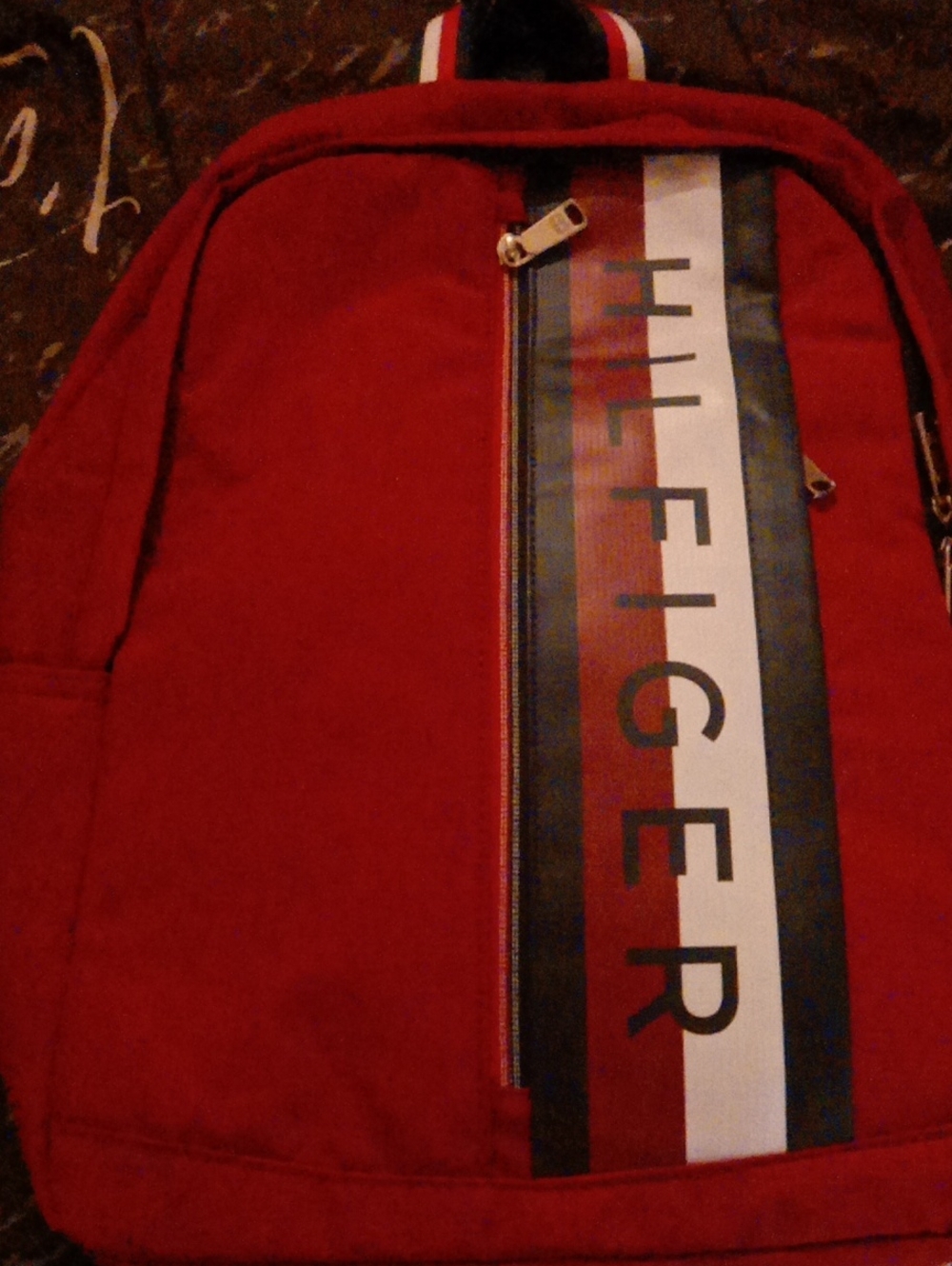 Tommy Hilfiger Red Men's Backpack with Signature Stripe